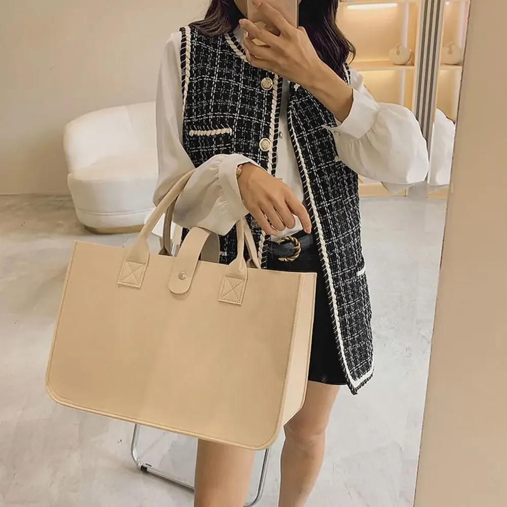 sac momie portable de grande capacité pour femmes, sac à bandoulière en feutre simple, sacoche de couleur unie, sac à main de voyage décontracté