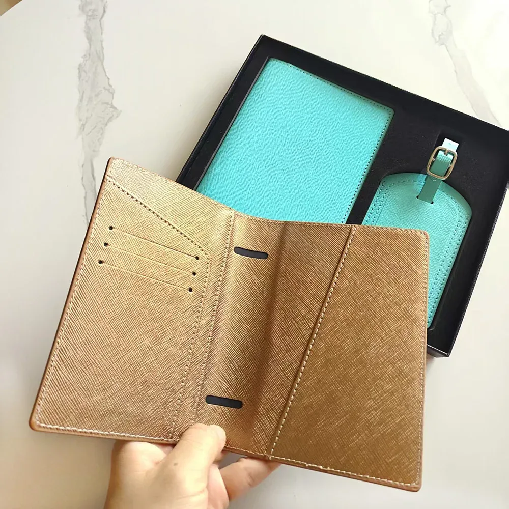 porte-passeport saffiano de voyage avec initiales personnalisées, ensemble d'étiquettes de bagage, boîte-cadeau, nom personnalisé, logo, accessoires de voyage pour femmes et hommes