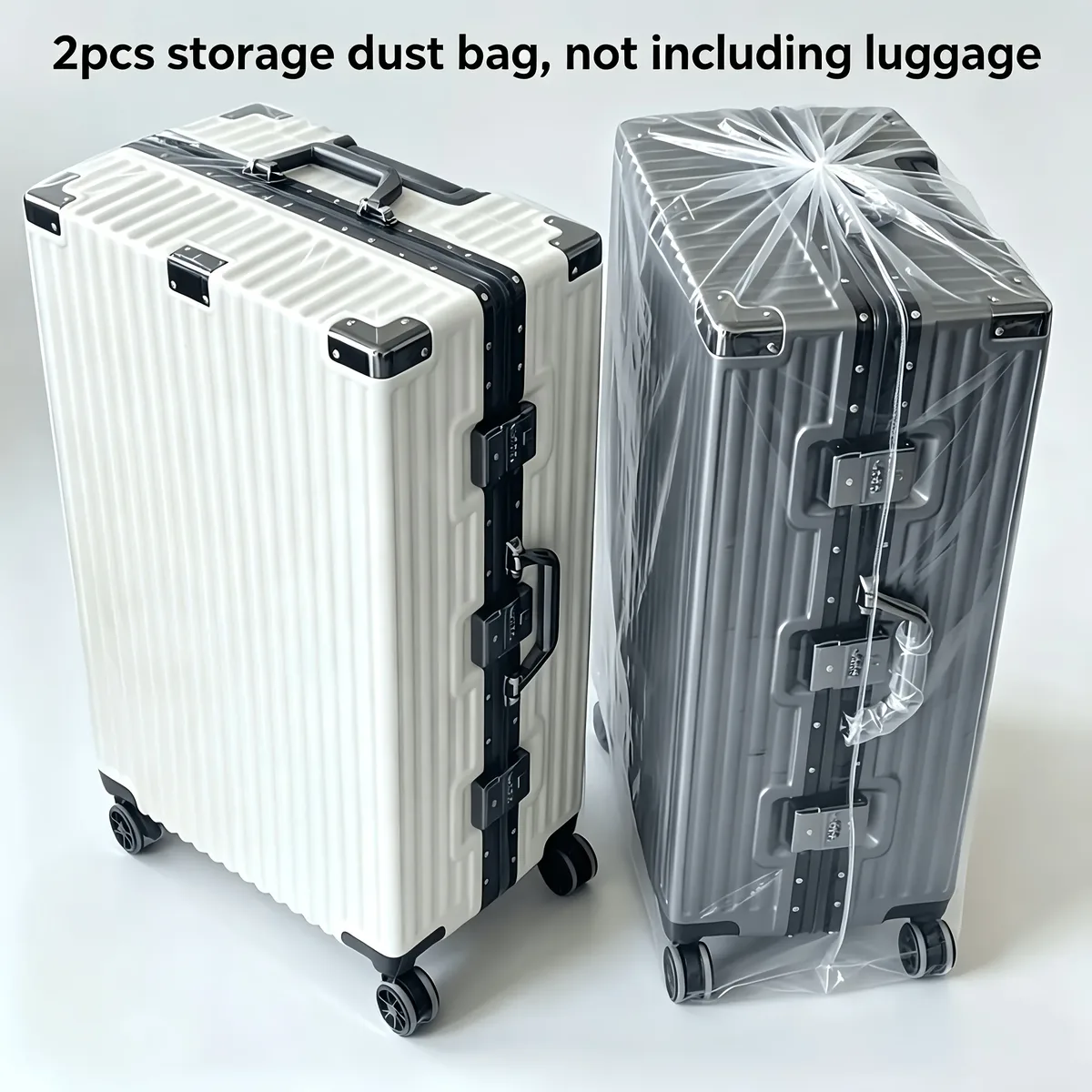 sac anti-poussière pour rangement de bagages en 2 parties, sac en plastique transparent, housse de protection, housse anti-poussière, sac de rangement pour bagages, sac anti-poussière pour chaise