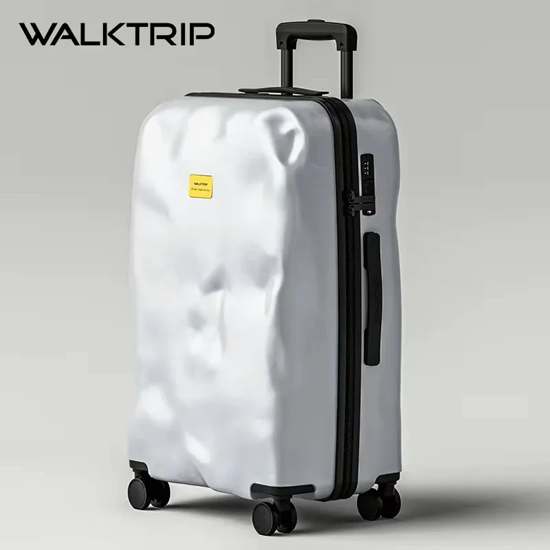 valise créative au design irrégulier cratère de météorite, tendance rétro, bagage à roulettes de voyage 20/24/26/28 pouces avec serrure tsa, en matériau pc