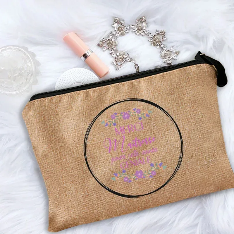 trousse de maquillage pour femmes, trousse à cosmétiques pour enseignant merci maîtresse, sac de rangement pour maîtresse, sac à main, pochettes à fermeture éclair, cadeau pour enseignant