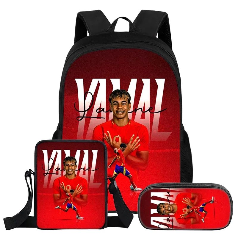 ensemble de 3 sacs à dos l-lamin yamal pour enfants, sac à dos d'école pour écoliers, star du football, meilleur cadeau, sac à bandoulière, sacs à crayons, sac à livres