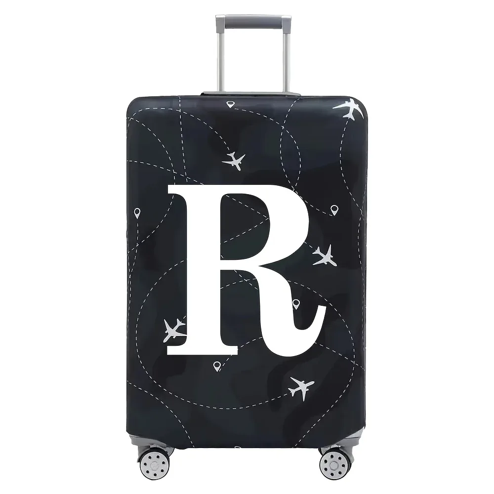 housse valise polyester motif trajectoires avions lettres noire blanc voyage protection valise taille variable