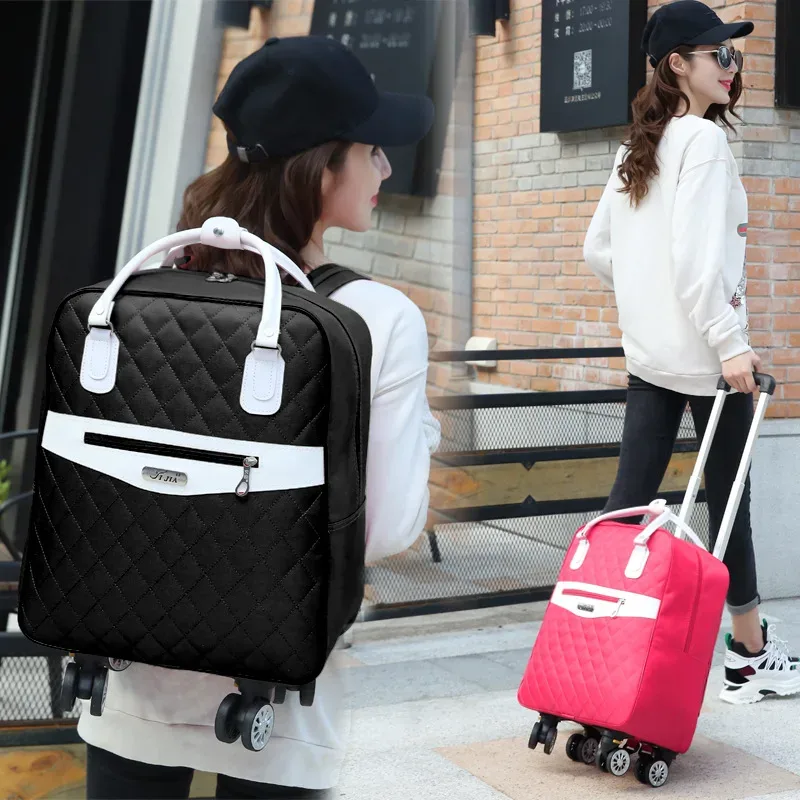 sac à roulettes pour femmes, sac à dos de voyage avec roulettes, sac à roulettes oxford de grande capacité, valise à roulettes pour voyage.