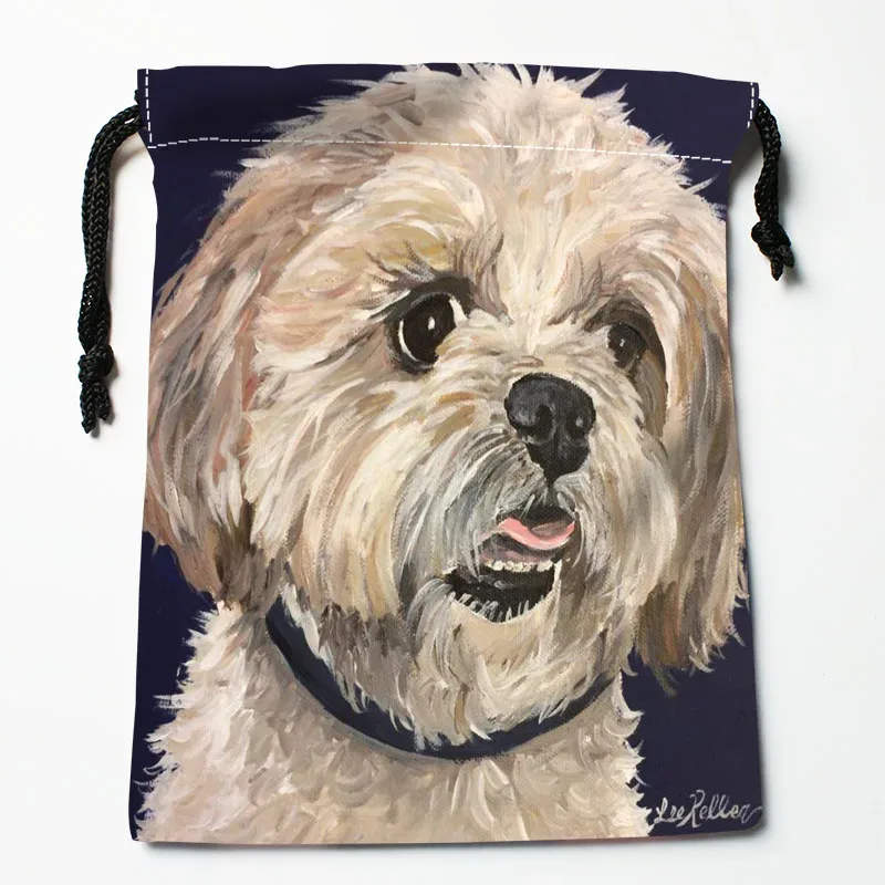 sac à cordon personnalisé pour peinture de chien shih tzu, 18x22cm, petit sac de voyage en tissu pour femmes, pochette cadeau de noël