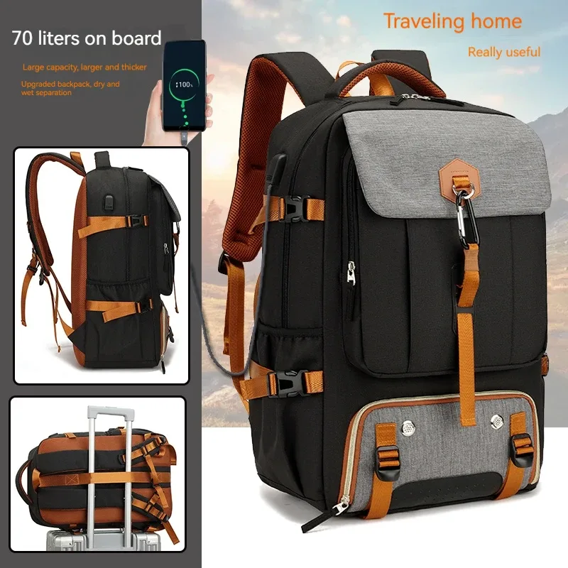 sac à dos de voyage pour l'extérieur, sac à dos de camping imperméable de 50 l pour femmes et hommes, sac à dos avec compartiment pour chaussures