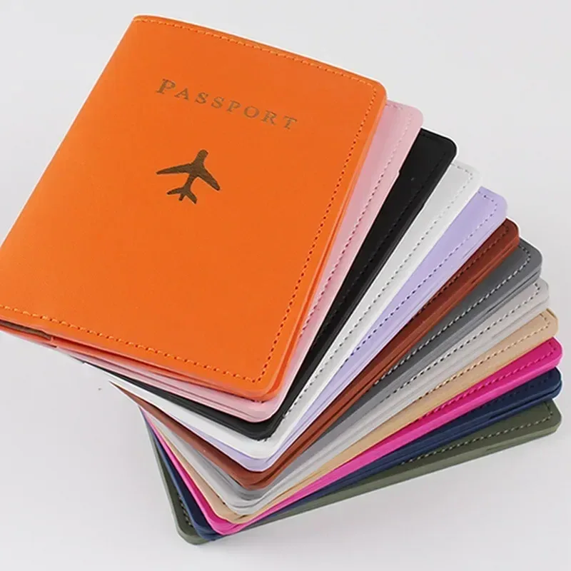 étui de couverture de passeport monochrome pour hommes et femmes, étiquette de bagage, porte-cartes de voyage, étui portefeuille, accessoires de voyage, mode