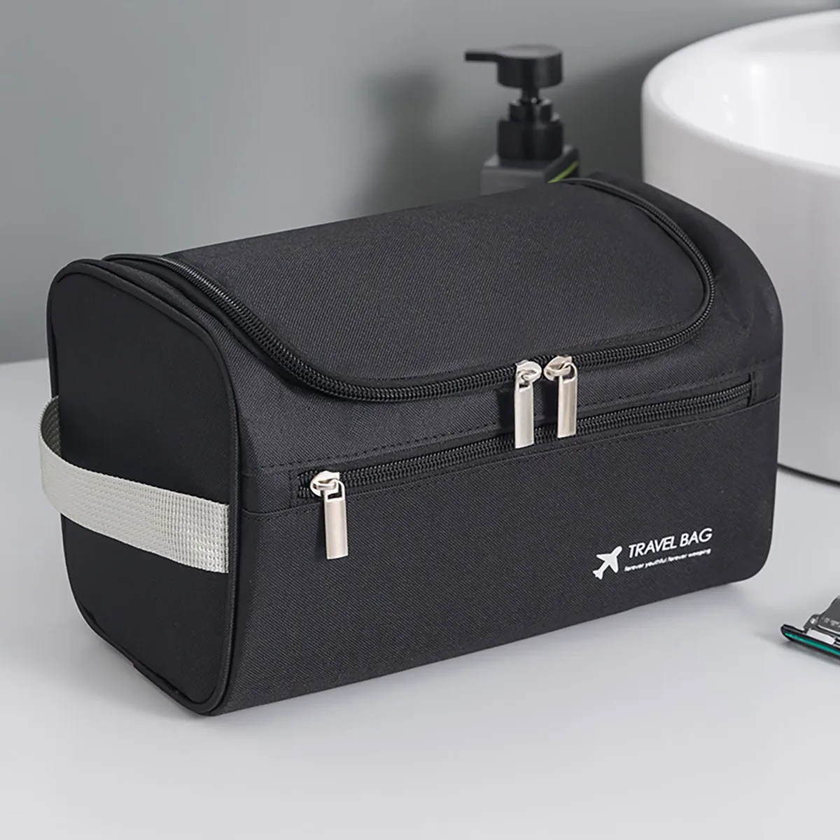 organisateur de trousse de toilette de voyage suspendue et kit dopp d'hygiène de salle de bain avec crochet pour accessoires de voyage articles de toilette salle de bain shavin