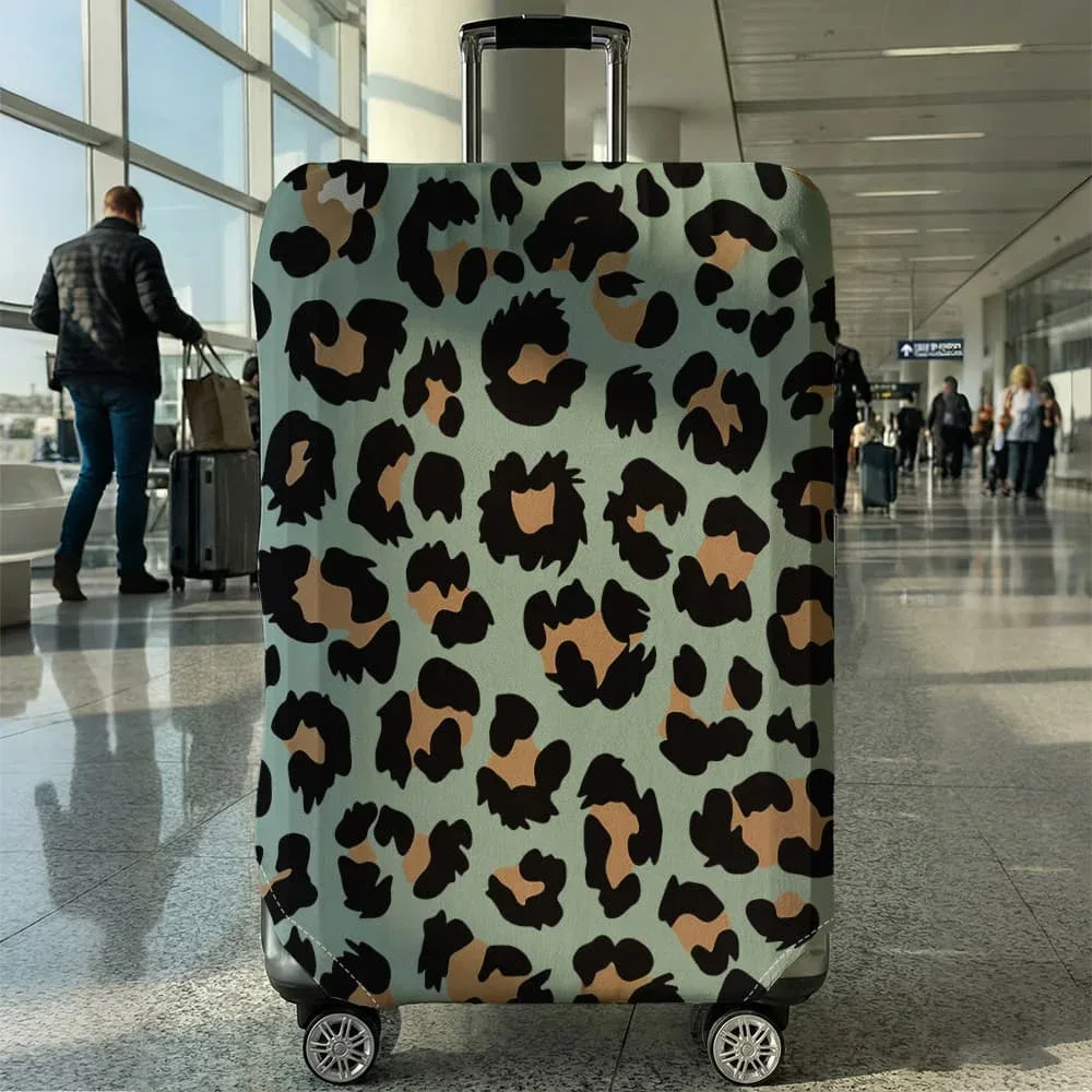 housse de bagage à imprimé léopard, adaptée aux bagages de 18 à 32 pouces, manchon pour poignée de bagage, accessoires de voyage
