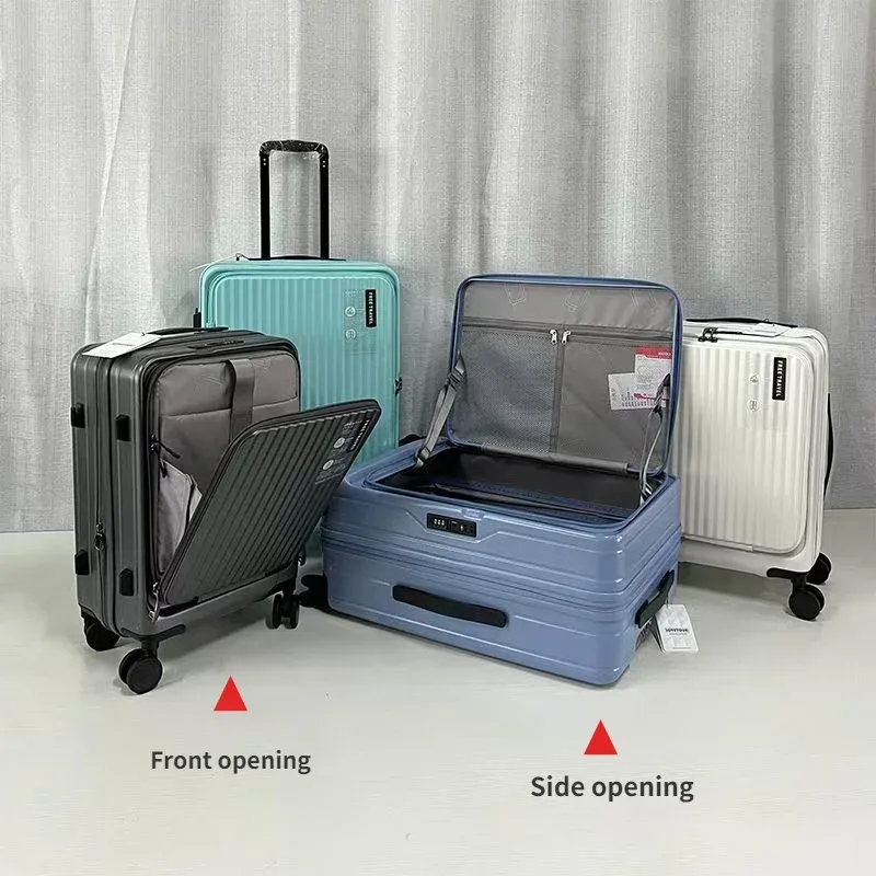 valise de voyage légère à roulettes, coque rigide en pc de 20 pouces à ouverture frontale, valise de cabine multifonctionnelle extensible, 2025
