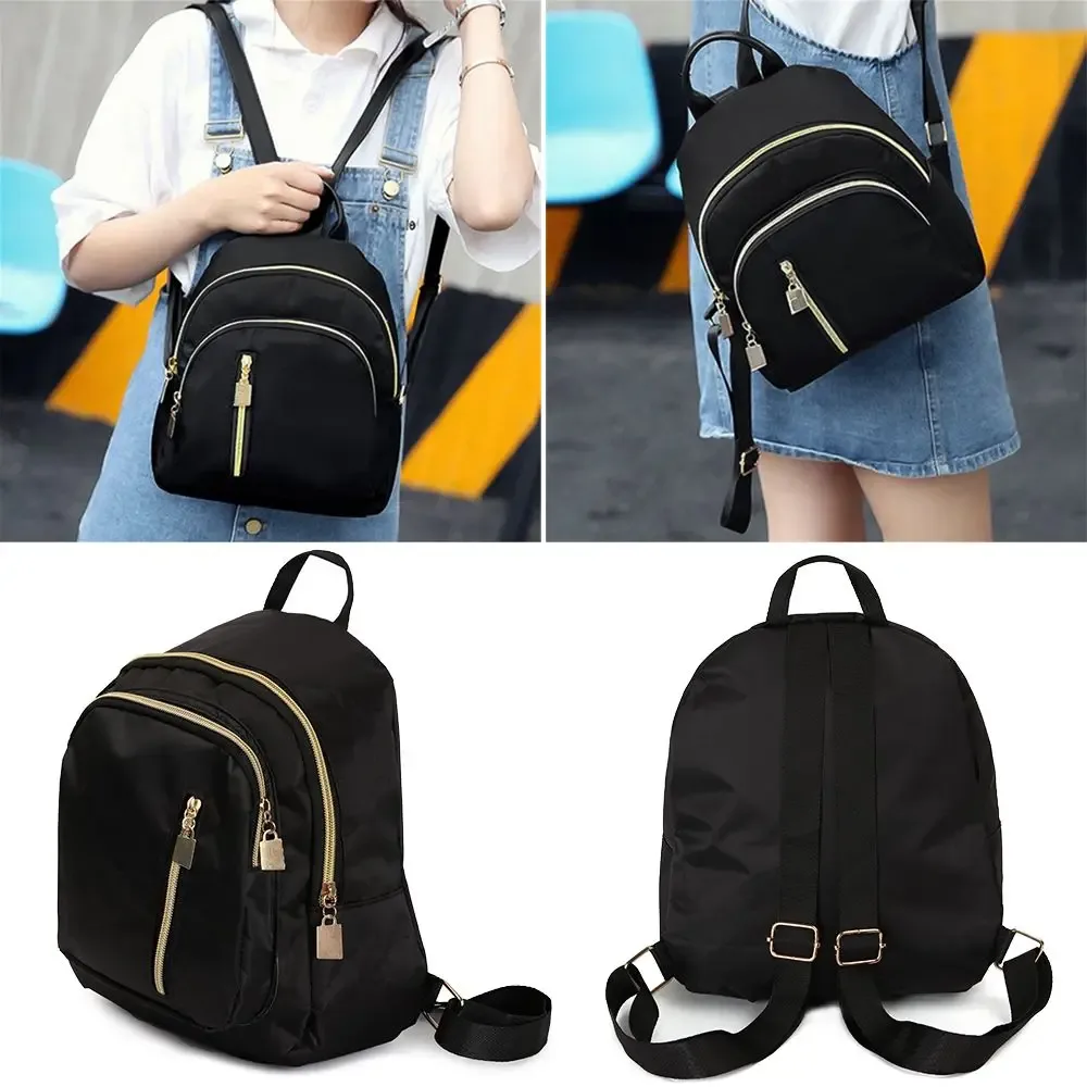 sac à dos mini noir mignon pour femme, sac à bandoulière en tissu oxford, sac à main pour fille
