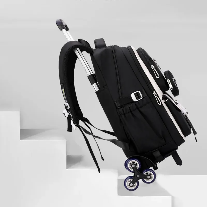 sacs à dos roulants coréens pour filles, sac à dos d'école à roulettes pour filles, sac à dos de bagages sur roulettes pour enfants, sacs d'école à roulettes