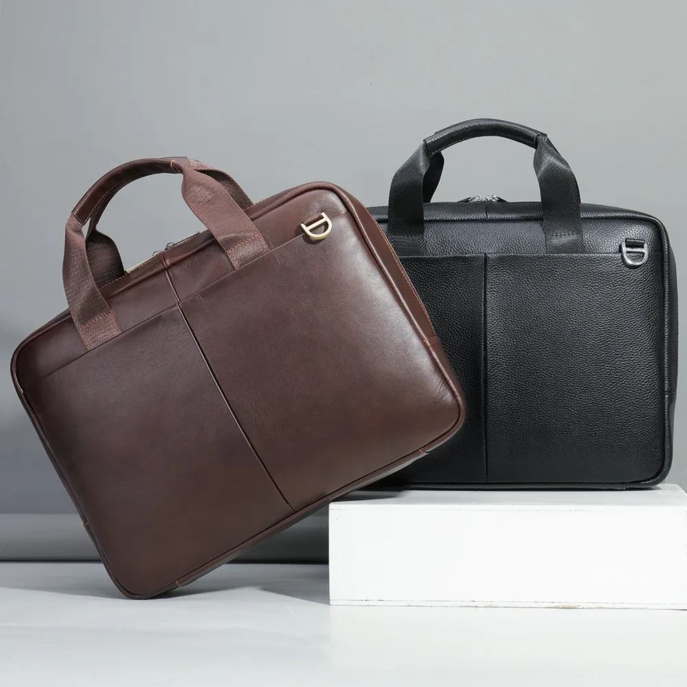 WESTAL – sacoche pour ordinateur portable de 15 pouces, porte-documents pour hommes, en cuir véritable, porte-documents exécutif pour hommes, sacoche d'affaires pour hommes