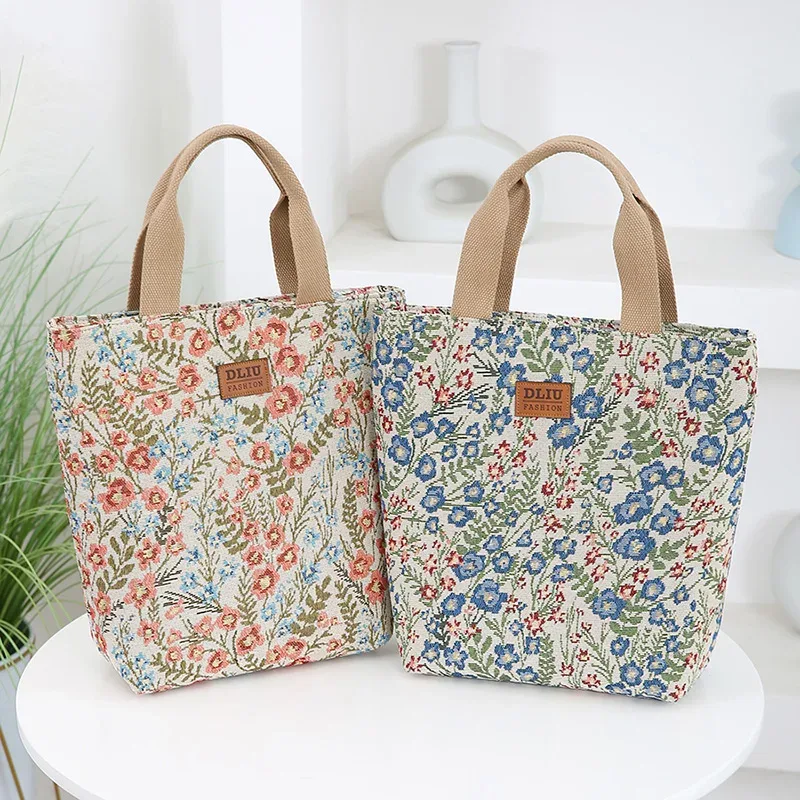 Nouveau sac à main en tissu jacquard tricoté grande capacité, sac de rangement portable de type seau pour le travail, sac de sortie quotidien pour maman