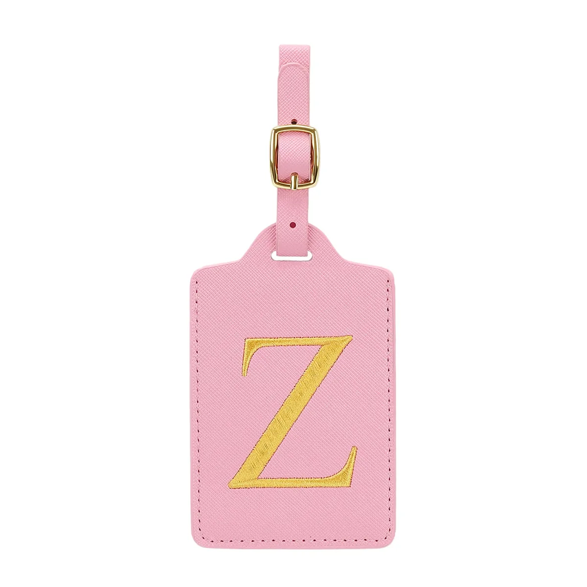 étiquettes de bagages miyin 26 lettres en cuir pu pour valises, protection de la vie privée, accessoires de voyage essentiels, rose