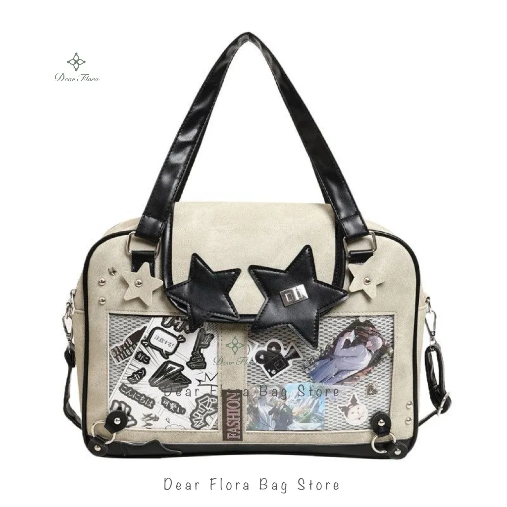y2k tendance étoile ita sac lolita fille poche transparente femmes bricolage affichage sac à bandoulière mode sac à bandoulière mignon sac à main sac à main