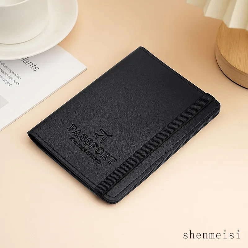 housse de passeport en cuir pu, porte-documents de voyage multifonctionnel, étui de protection de carte avec blocage rfid, étui de protection de passeport fin
