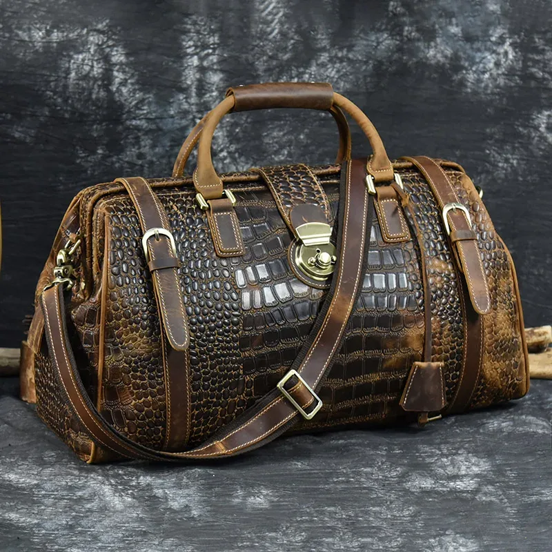 newsbirds-sac de week-end en cuir de vache vintage pour homme, bagage de voyage, sac à bandoulière, sac à main de voyage