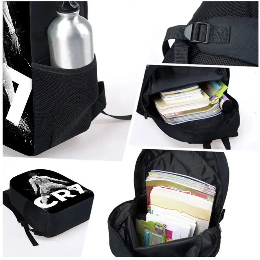sac à dos monocouche imprimé football noir pour garçons/filles, meilleurs cadeaux, sac d'école dessin animé 2d plat pour enfants