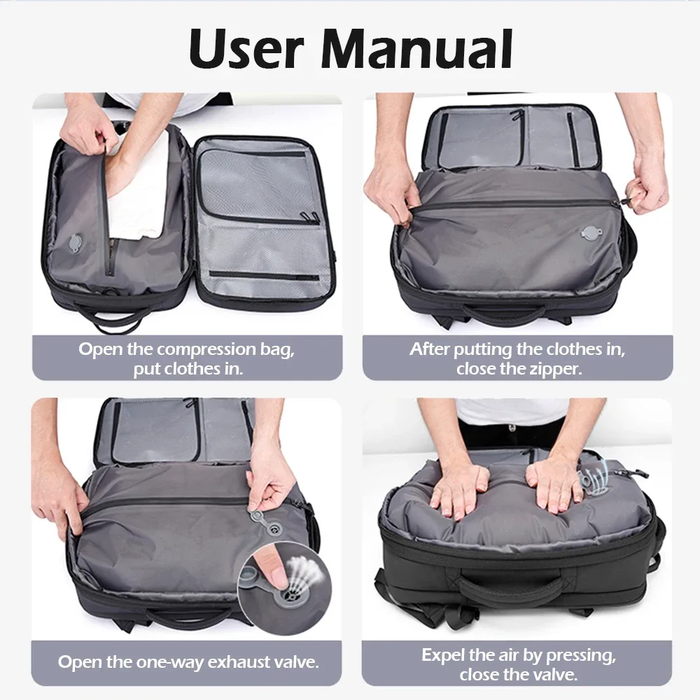 sac dos oxford université noir polyester compression vide ordinateur portable pliable etendu bandoulière arquée étanche antivol