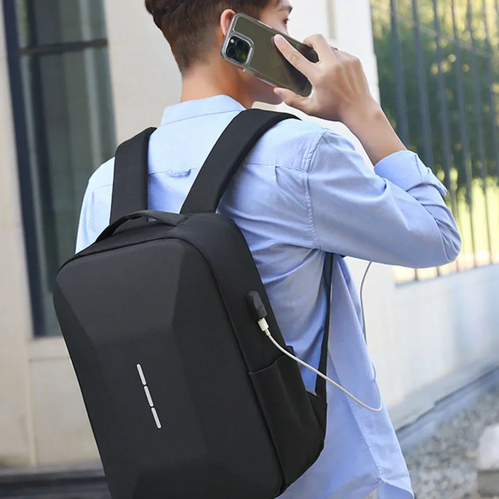 sac à dos portable décontracté pour hommes, grande capacité, fermeture éclair, verrouillage sécurisé par mot de passe, étanche avec port de chargement usb, pochette d'ordinateur