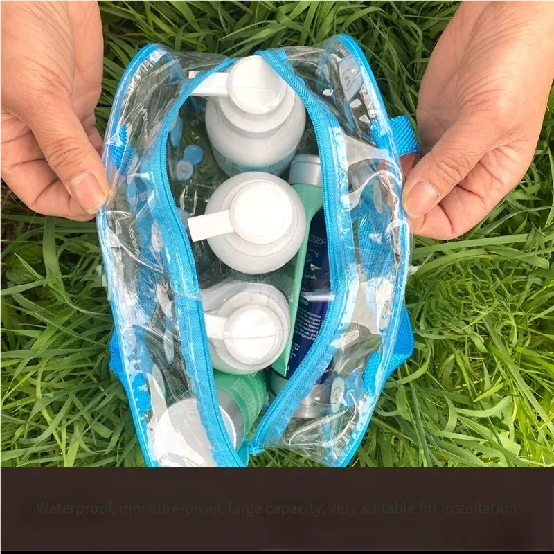 sacs de maquillage transparents en pvc, 4 pièces, portables, à fleurs, imperméables, pour cosmétiques, voyage, lavage, toilette, douche, pochettes de rangement
