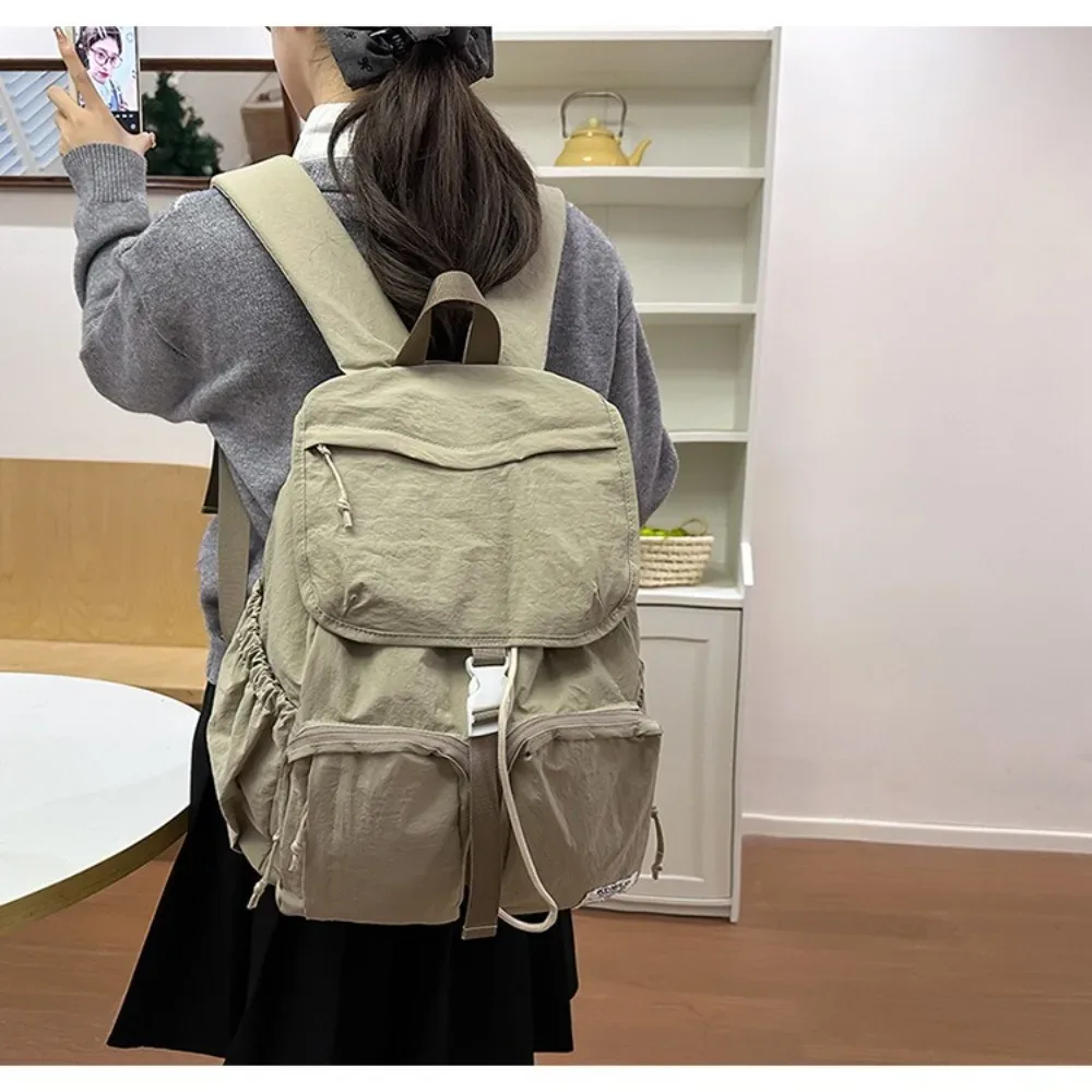 sac à dos de voyage décontracté de style japonais, ultraléger, grande capacité, sac d'école, couleur unie, sac de camping en plein air, unisexe