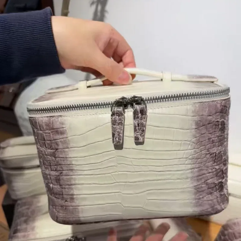 initiales personnalisées en cuir véritable motif lézard sacs de maquillage pour femmes sacs à main et sacs à main de luxe 2026 nouveau en cuir de vache motif crocodile avec boîte miroir maquillage organisateur sac
