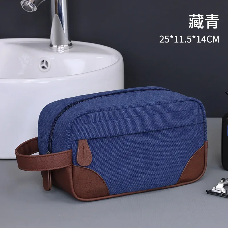 toile de cuir de grande capacité pour hommes et femmes, lavage, rasage, rangement de toilette, maquillage étanche, organisateur de voyage, sac à cosmétiques rétro 2025