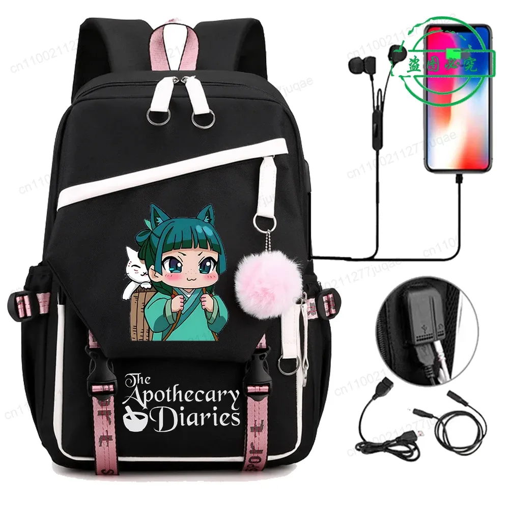 retour à l'école sac à dos pour filles garçons adolescent les journaux d'apothicaire maomao mode usb sacs d'école voyage sacs à dos mochila