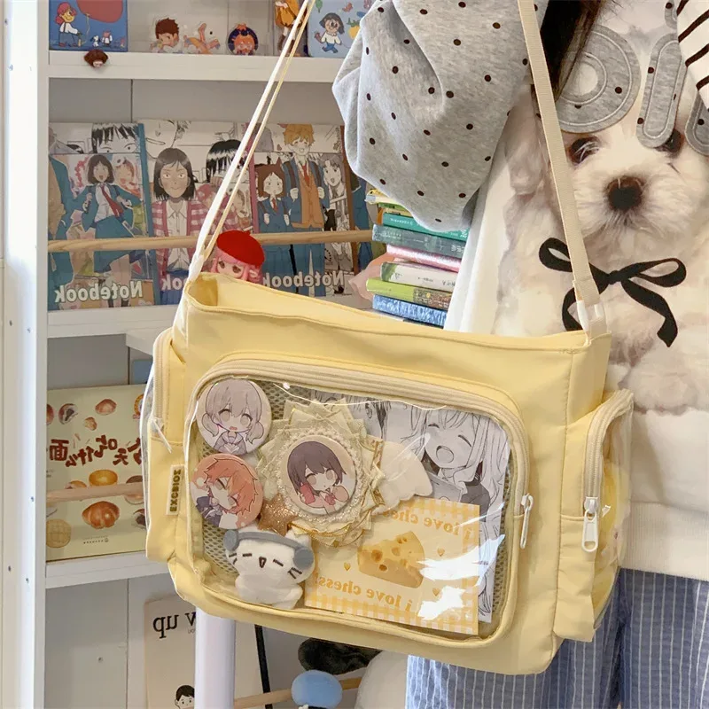 sac à bandoulière transparent simple pour filles, sac à bandoulière d'école de grande capacité, texture confortable et polyvalente, sac ita