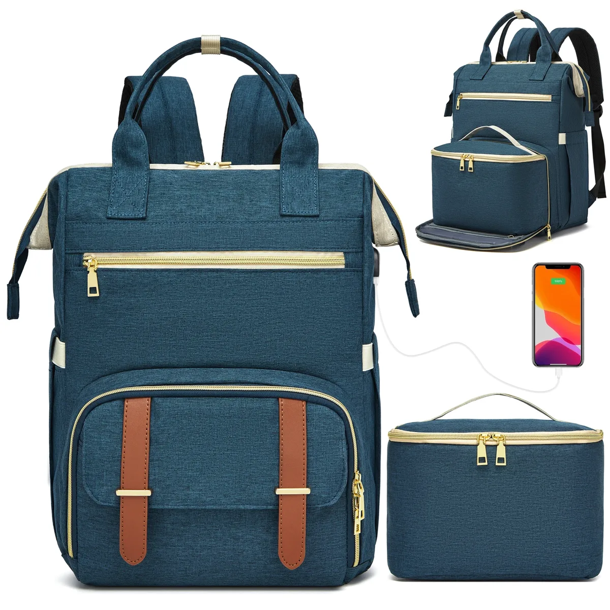 sac à dos pour ordinateur portable de 15,6 pouces avec port usb, élégant, pour infirmières, enseignants et travail, avec compartiment isotherme pour femmes