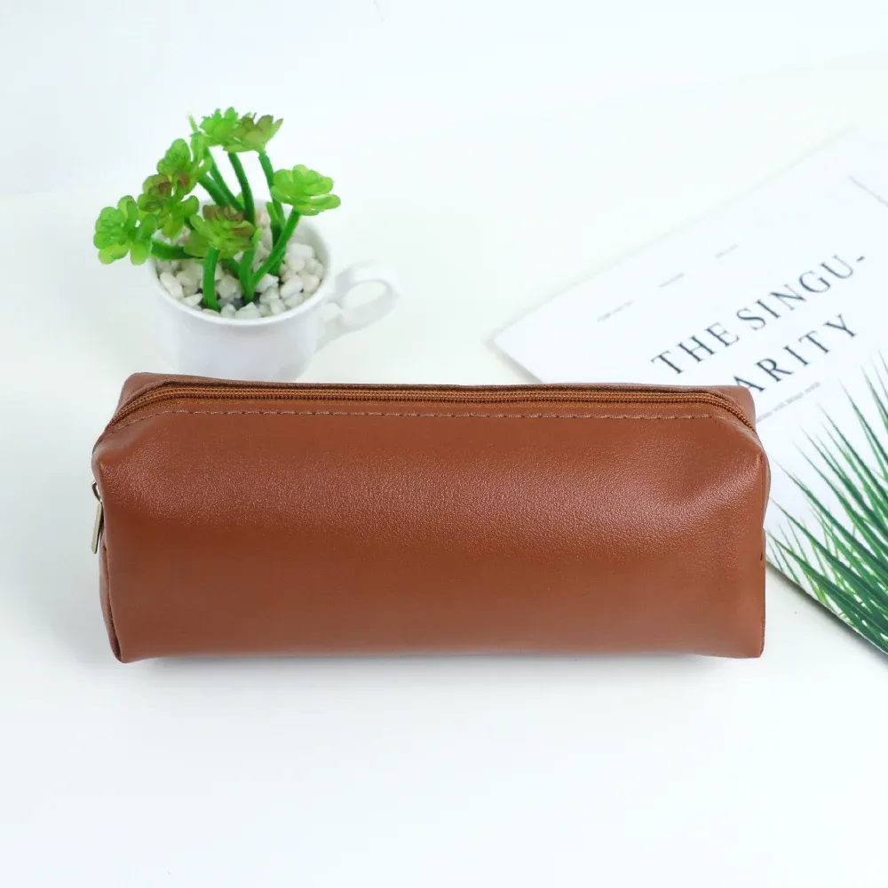 étui à crayons de bureau en cuir pu personnalisé avec initiales, organisateur de pinceaux de maquillage, sac de rangement pour maquillage