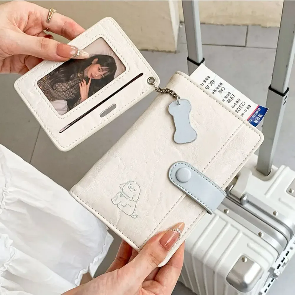 porte-carte pu sac de passeport sac à main mignon chiot passeport pince multifonctionnel étui à cartes sac de rangement de cartes accessoires de voyage