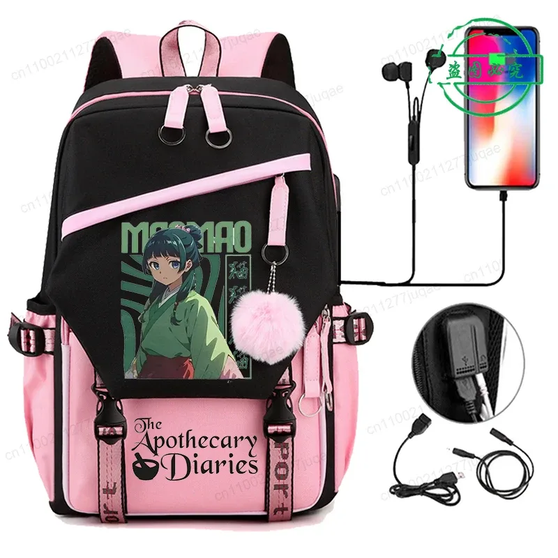 retour à l'école sac à dos pour filles garçons adolescent les journaux d'apothicaire maomao mode usb sacs d'école voyage sacs à dos mochila
