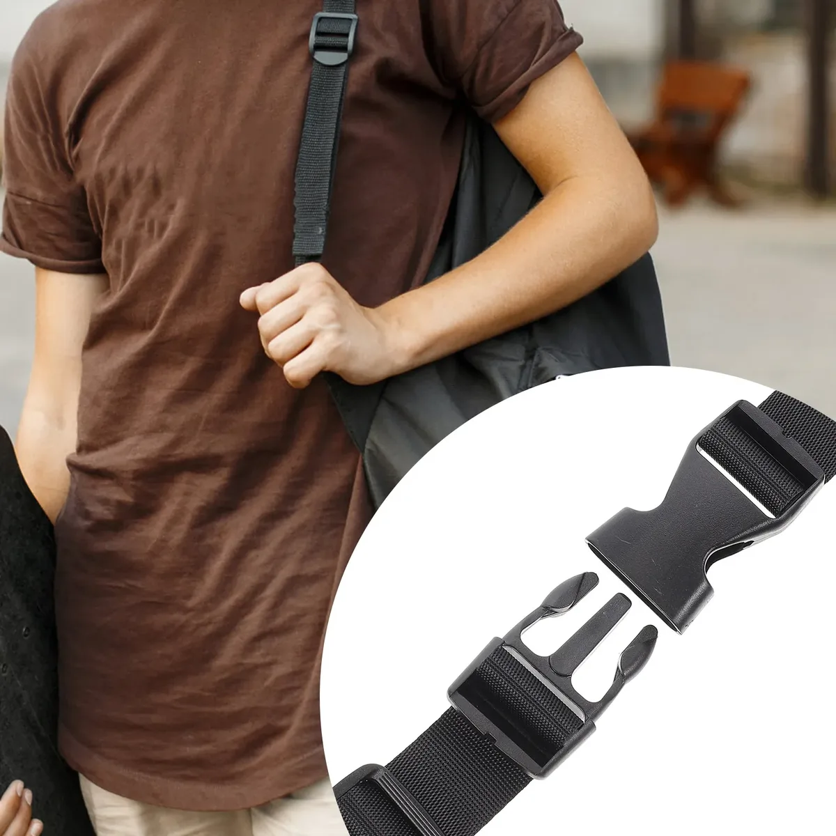 ceinture accessoires boucles rapides clips sangles nylon plastique noir organisation voyage sac dos remplacement travail