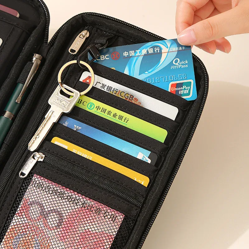 sac de rangement de portefeuille de porte-passeport bloquant rfid familial-organisateur de documents de voyage avec étui pour cartes de crédit sac de voyage essentiel