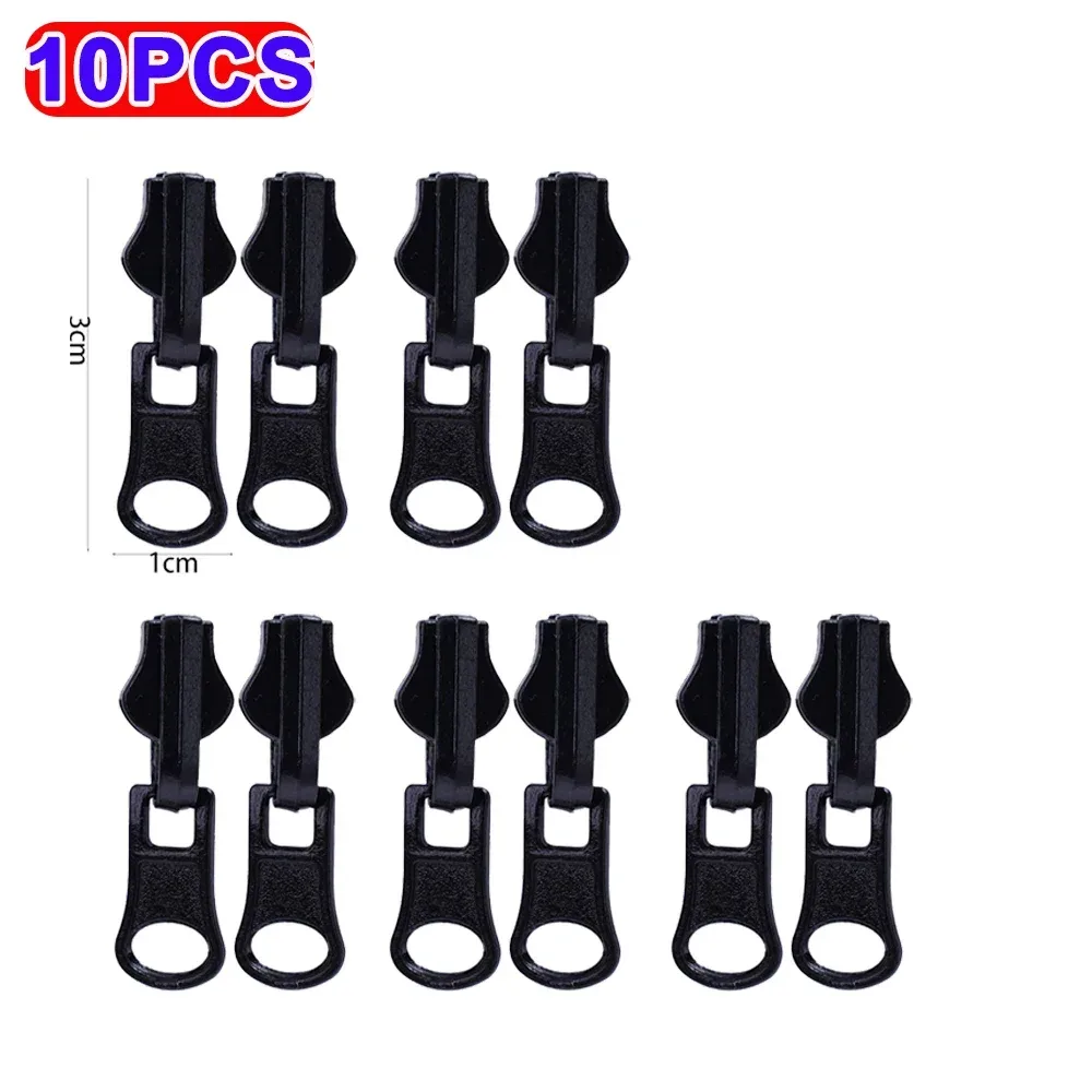 2-10 pièces fermetures à glissière rotatives double face veste robe sac bagages têtes de fermeture à glissière en métal kit de réparation fermeture éclair de remplacement de traction noire
