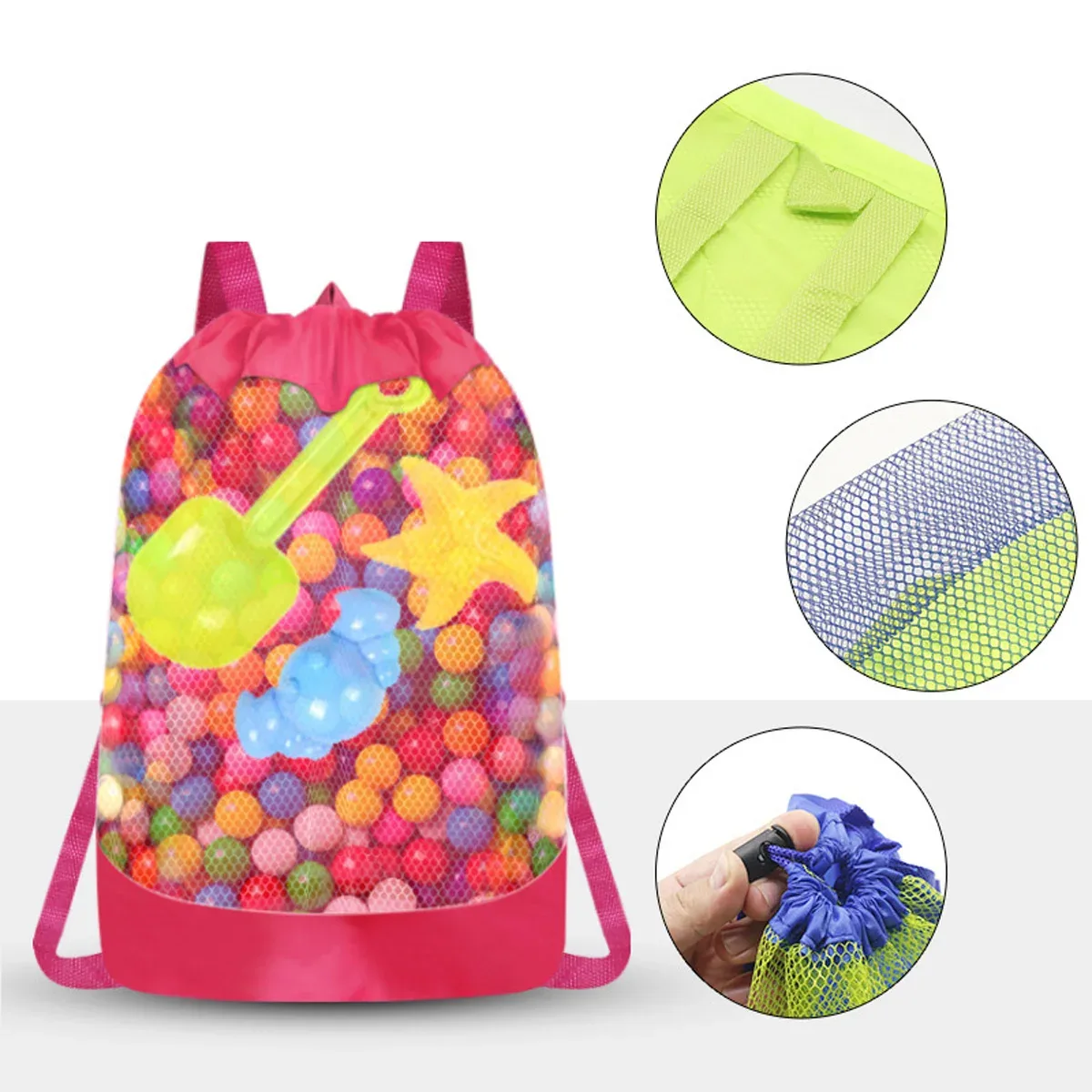 sac de plage pliable et portable en maille, 1 pièce, sac de natation, paniers de jouets de plage, sac de rangement, sacs étanches pour natation en plein air, sac sec