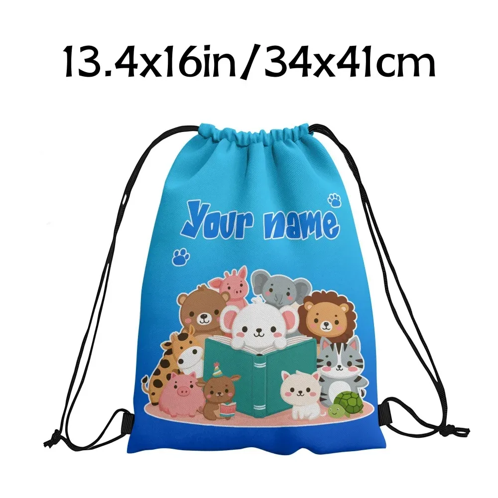 sac à dos à cordon personnalisé avec animaux mignons, sac à livres à cordon avec animaux de dessin animé, sac à cordon pour enfants, école, gymnase