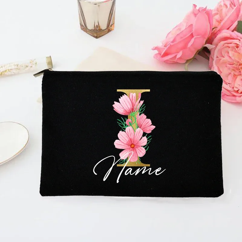 pochette de maquillage personnalisée avec initiales et nom, trousse de toilette de mariée, pochette de toilette monogramme, cadeaux de mariage pour demoiselle d'honneur