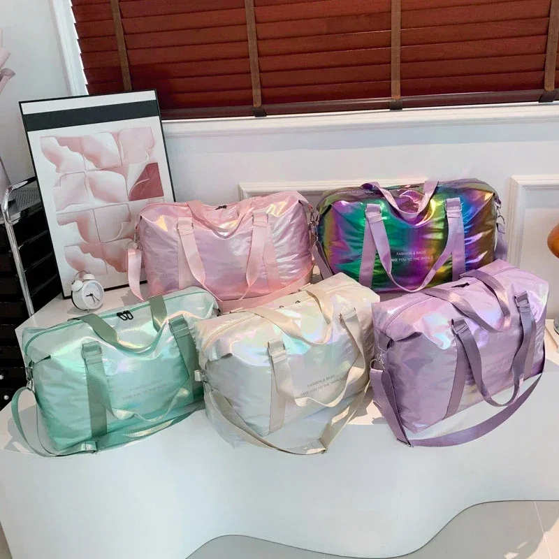 sac de voyage en nylon avec fermeture éclair symphonie nacrée pour jeunes, sac de sport de grande capacité avec lettres imprimées, offre spéciale, 2026