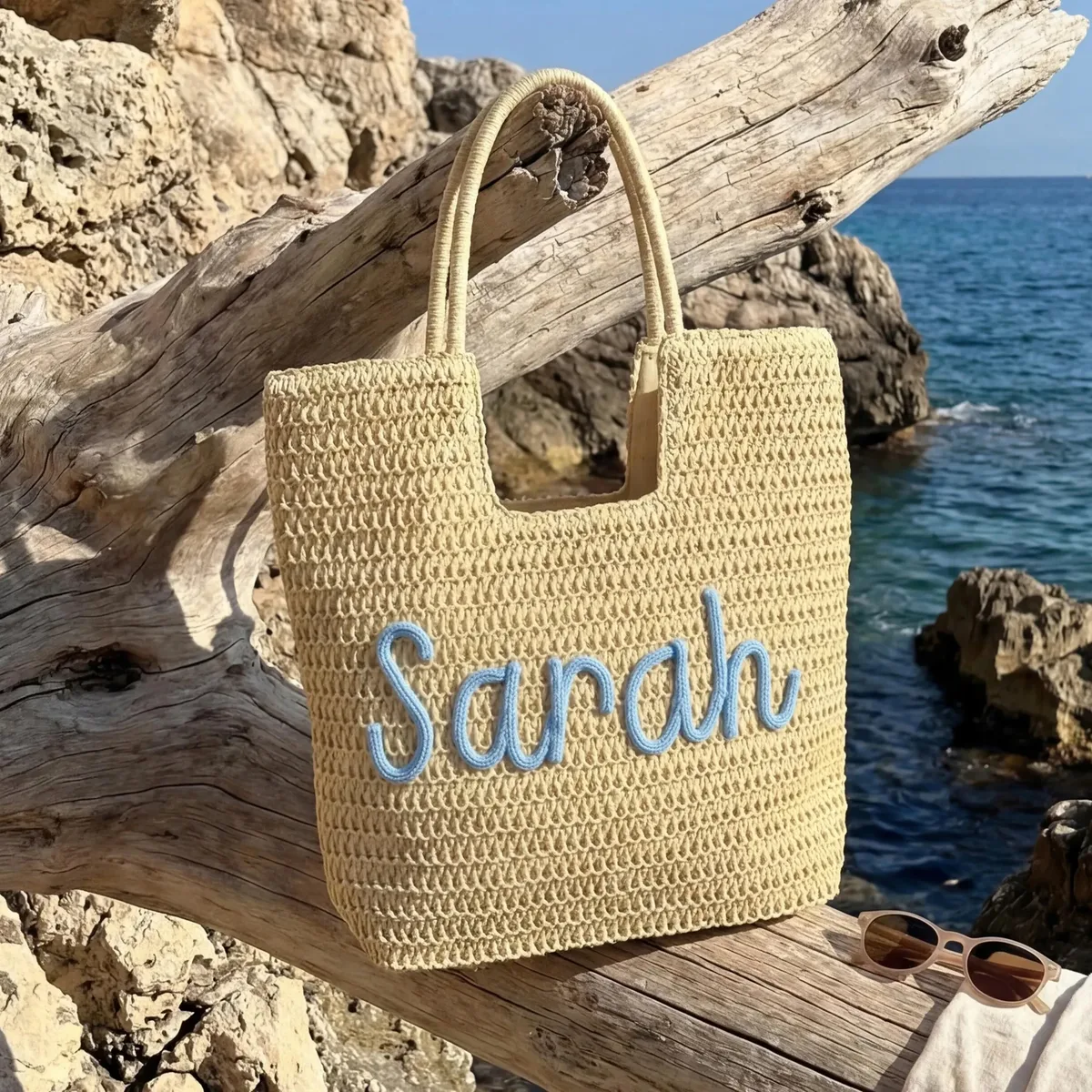 sac fourre-tout personnalisé, cadeau pour demoiselle d'honneur, sac fourre-tout brodé, sac de plage, cadeaux pour enterveillée, cadeaux pour elle, cadeau de remise de diplôme