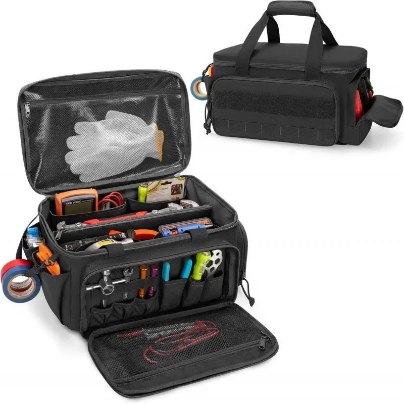 Sac à outils tactique robuste de 14 pouces, Base antidérapante, organisateur de travail polyvalent pour bricoleur, charpentier, rangement d'outils Portable Durable