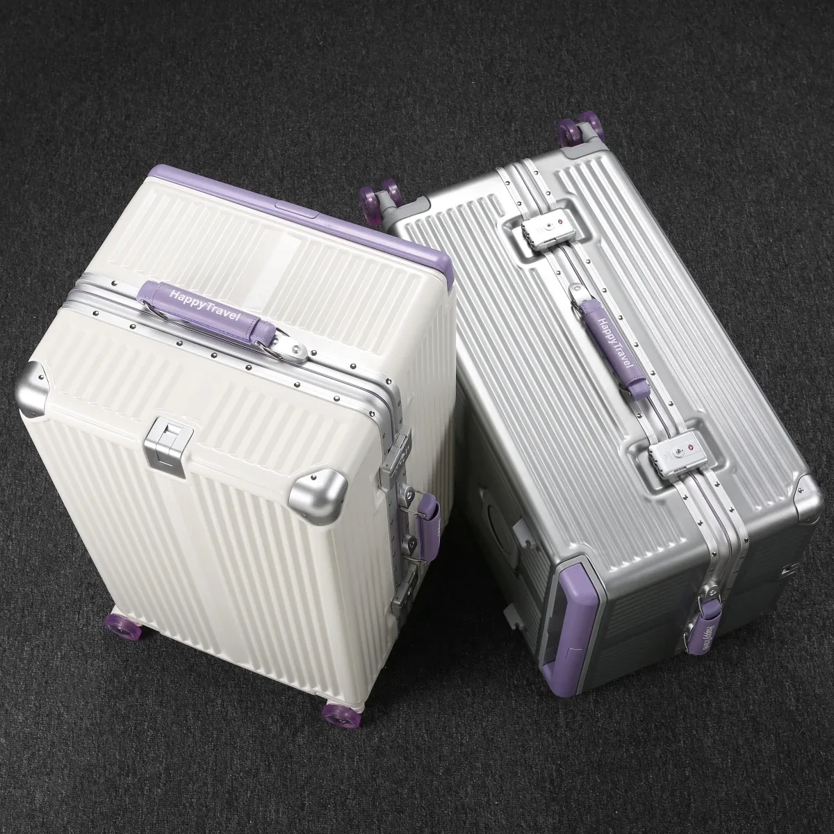valise à roulettes grande capacité avec roues pivotantes, serrure tsa, cadre en aluminium rigide, 20/24/26/28 pouces