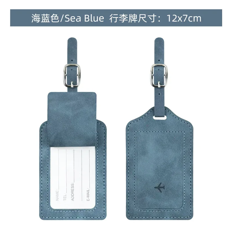 étiquette bagage cuir simili bleu noir rose voyage identification valise nom adresse pochette contact symbole avion reliefs