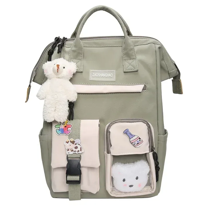 sac dos nylon patchwork noir blanc gris femmes voyage ecole bandoulière arquée fermeture éclair poche integree pcs ouverte style preppy
