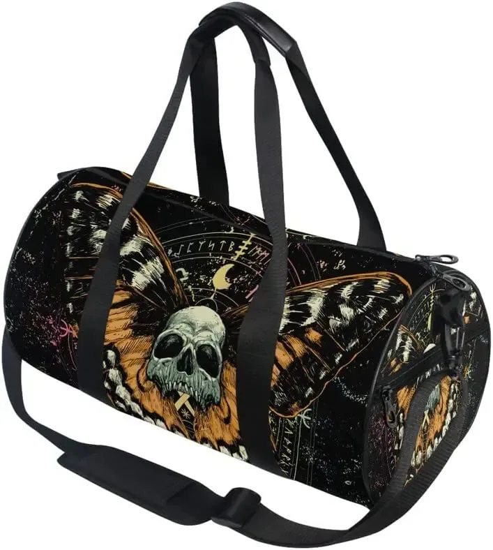 sacs de sport black skull moth pour hommes et femmes, crânes magiques, sac de sport, bagages de voyage, sacs de nuit