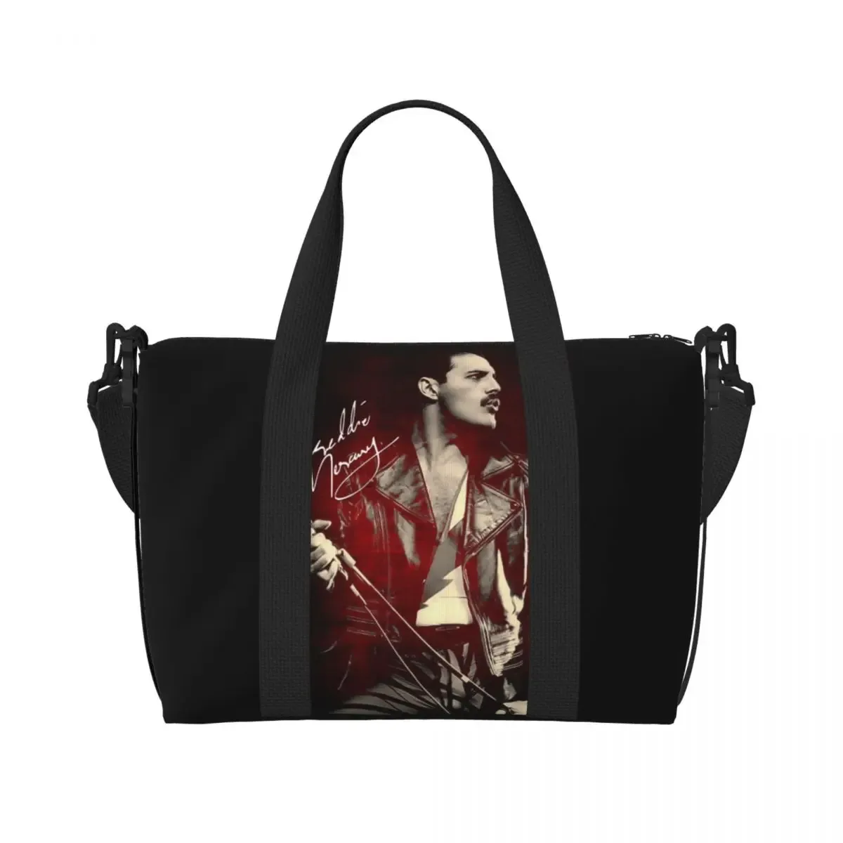 sac fourre-tout personnalisé freddie mercury queen band pour femmes, sac de voyage à bandoulière de plage de grande capacité