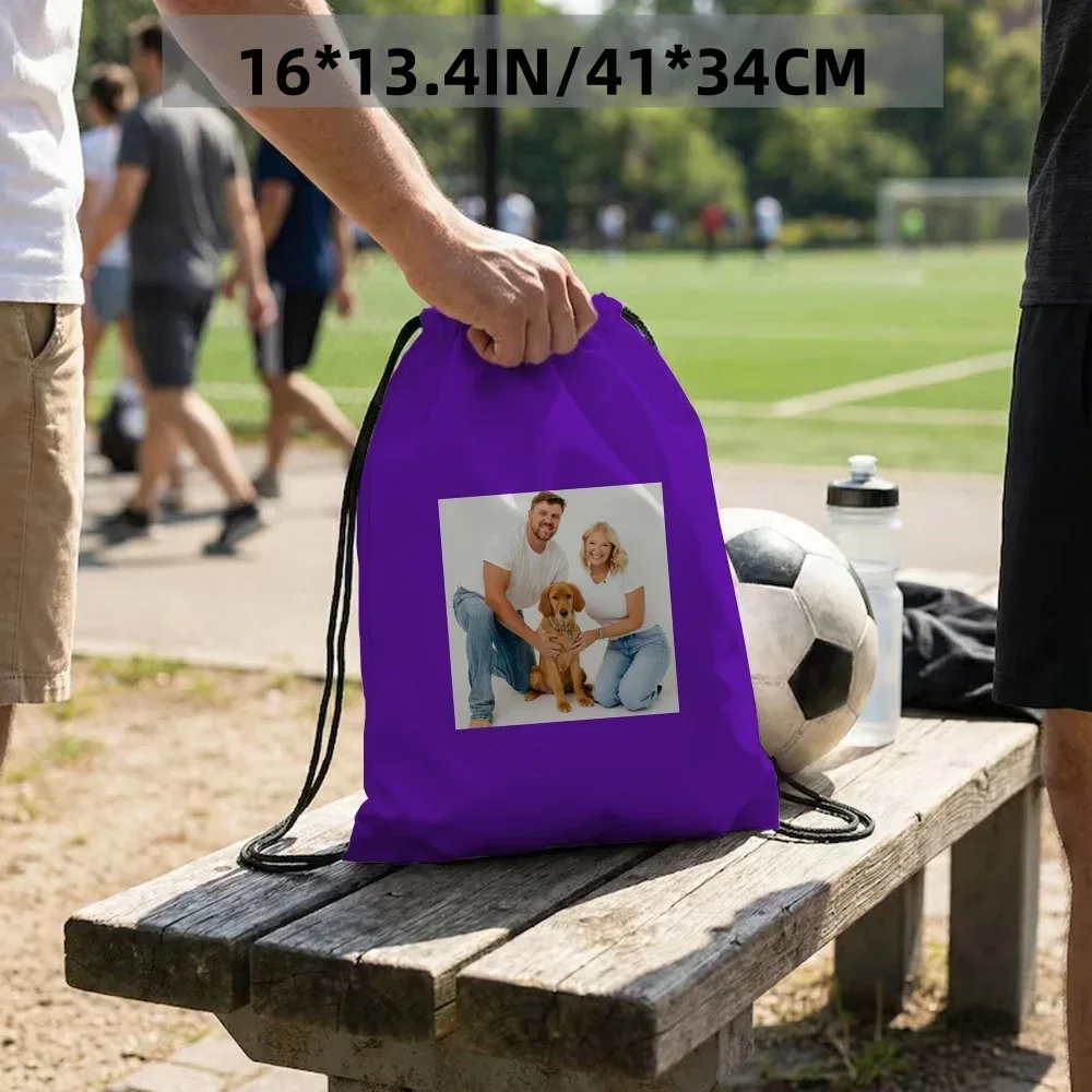 sac à dos personnalisé avec cordon de serrage, avec photo personnalisée, pour voyage, sac d'entraînement sportif, cadeaux commémoratifs, conçu pour les amateurs de fitness, 1 pièce
